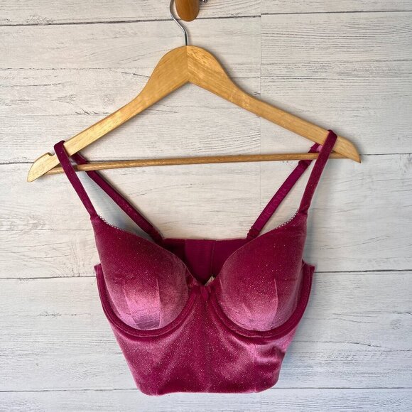 Victoria's Secret Other - Victorias Secret Bustier Top SZ 34D Magenta Pink Sparkle Flirty Body by Victoria